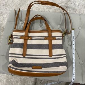Fossil Striped Crossbody Bag in Brown and Cream